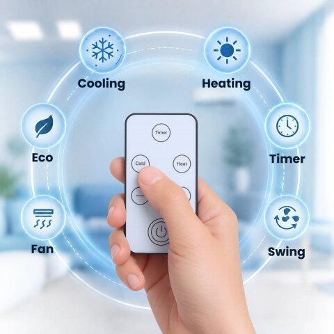 BlizzAir remote showing its six climate control modes